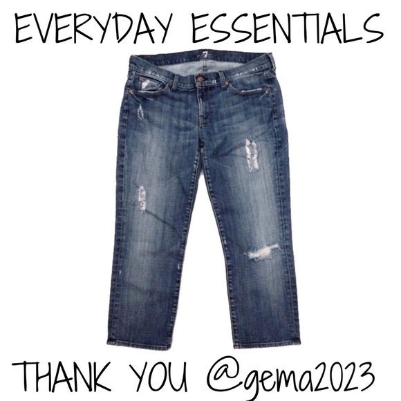 7 FOR ALL MANKIND • Distressed Cropped Jeans - Picture 4 of 6